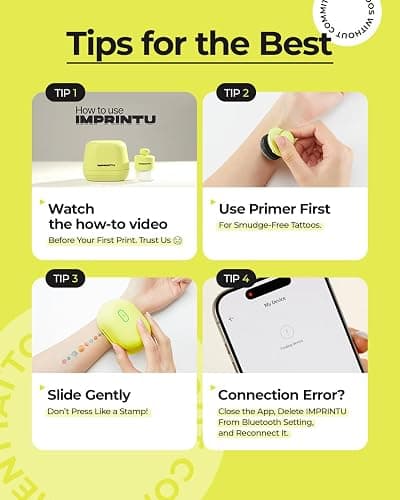 Imprintu Temporary Tattoo Printer – Full Set with Powder Primer & Balm Fixer, 100% Vegan Cosmetic Ink, Dual Mode for Skin & Objects, Lasts up to 24 Hours, Over 10,000 Custom Designs with iOS/Android thumbnail 9