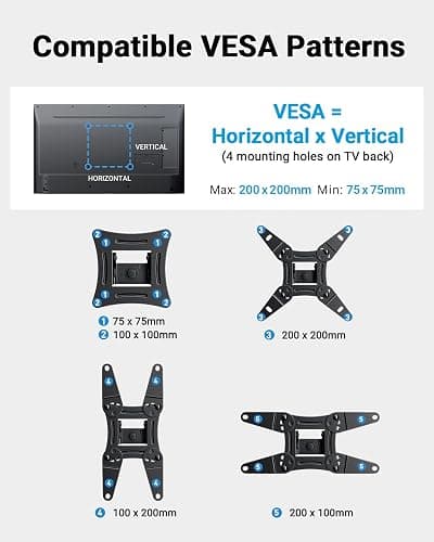 Pipishell Full Motion TV Wall Mount for Echo Show 21/15 and 13-43 Inch Flat Curved Screen TVs & Monitors, Max VESA 200x200mm up to 44lbs, TV Mount Wall Bracket with Rotation Swivel Tilt Extension thumbnail 2