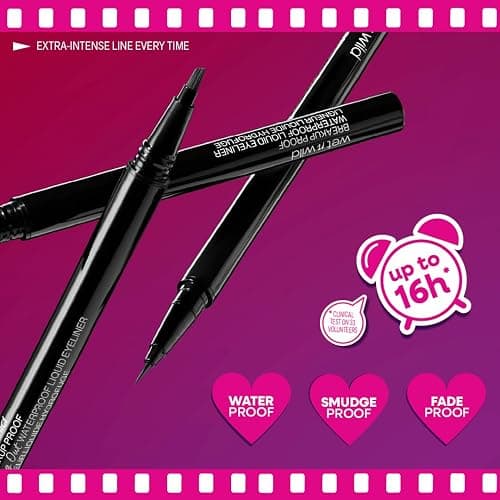 wet n wild Mega Last Breakup Proof Liquid Eyeliner - Ultra-Fine Brush, Waterproof, 16-Hour Long-Lasting Wear- Cruelty-Free & Vegan - Black thumbnail 2
