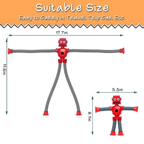 SYSAMA 4 Pcs Telescopic Suction Cup Robot Fidget Toy, Coolest Pop Tubes Sensory Toys for Toddlers, Educational Toys Robot Party Favors for Anxiety Kids for 3-9 Year Old Boys Girls thumbnail 2