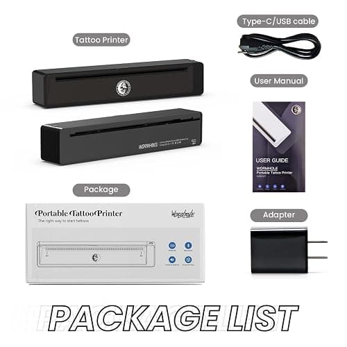 Wormhole Tattoo Stencil Printer Wireless Bluetooth 2,500mAh Battery Portable Tattoo Printer Compatible with Phone & PC for Artists and Beginners - Dark Gray thumbnail 8