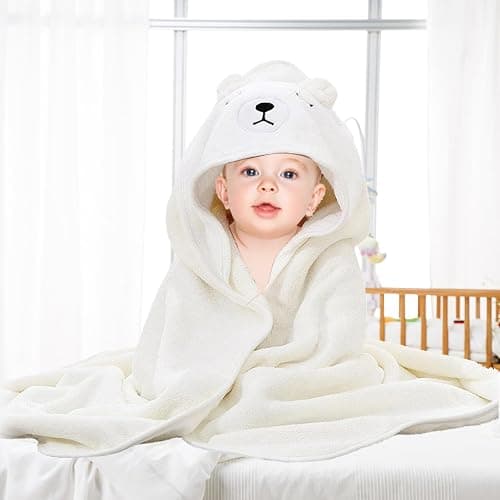 Serviette de Bain à Capuche pour Bébé, 3 pièces Cape de Bain Bébé, Serviette à Capuche en Bambou,Sortie de Bain Super Absorbante, Serviettes pour Enfants en Bas âge avec Trois Motifs thumbnail 2