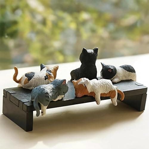 OULIGET Miniature Cute Cat Figurines,Mini Cat Fairy Garden Bonsai Decorations,Funny Micro Landscape Ornaments for Outdoor Garden Lawn Pot Car Dash Decor,5 Pieces thumbnail 6