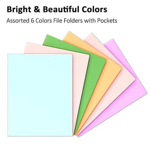 FUCDTEFC 6 Pack Folders with Pockets, Pastel Color Heavy Duty Pocket Folder, Paper 2-Pocket Folders with Pockets, Aesthetic File Folder for Document Back to School Office Filing Supplies thumbnail 6