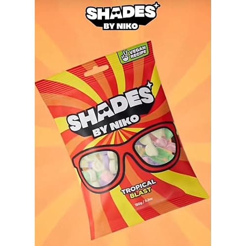 Shades by Niko Vegan Sweets 150g – Plant-Based Gummy Candy, No Gelatin, Natural Fruit Flavours, Gluten-Free, Dairy-Free, All Flavours, The Originals, Tropical Blast, Straight Up Strawberry (Pack of 3) thumbnail 3