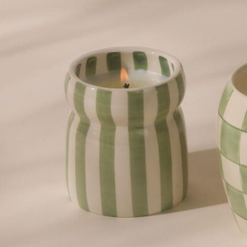 Paddywax Cabana Hand-Painted Scented Candle in Ceramic Reusable Food Safe Jar, Clean-Burn Soy Candle with Approx. 42 Hour Burn Time, Sage – Bora Bora, 6.5 oz thumbnail 2