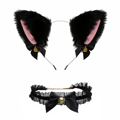 Cat Ears Headband For Women & Girls - Faux Fur Ears With Bells, Perfect For Cosplay & Birthday Party - Image 1