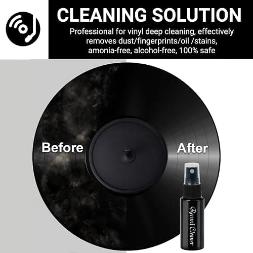 Vinyl Record Cleaning Kit 4-in-1, Ultra-Soft Velvet Record Brush, Anti-Static Record Cleaner Solution, Anti-Static Stylus Gel, Duster Brush, Professional Record Cleaner for Vinyl LP Album thumbnail 3