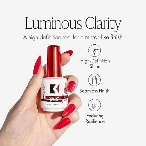 KUPA GelFinity Gel Top Coat Gloss Finish, No-Wipe High Gloss Shine Soak-Off Sealer for UV/LED Gel Polish, Chip-Resistant and Fade-Proof, 0.5 Fl Oz thumbnail 2