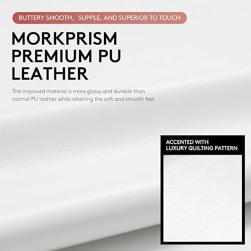 Morkprism White Gaming Chair,Computer Office Chair with Footrest,Massage Lumbar Support and Gel Pad,Ergonomic Reclining Adjustable Leather Gamer Chair with Headrest and Spring Cushion White thumbnail 7