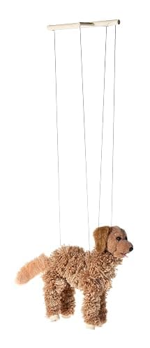 Artisan Owl Golden Retriever Marionette Puppet - Yarn Dog with Wooden Feet, Detachable Strings (Brown) thumbnail 5