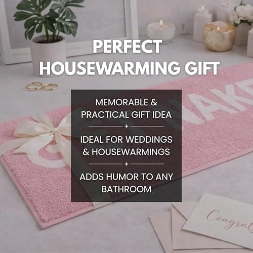LABEND HOME Get Naked Bath Mat Runner 50"" x20 - Funny Bathroom Rug, Plush Microfiber Non-Slip TPR Backing, Machine Washable Quick-Dry Bath Decor - Pink thumbnail 8