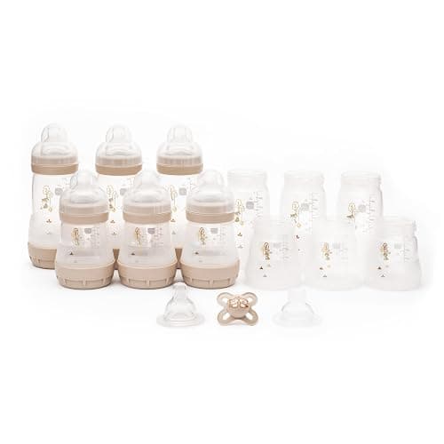 MAM Easy Start Anti-Colic Bottle Starter Set | Includes Components for 6X Bottles & MAM Original Start 0-2 Month Soother | Baby Gift Set of Newborn Essentials | Large (Various Designs) - Image 1