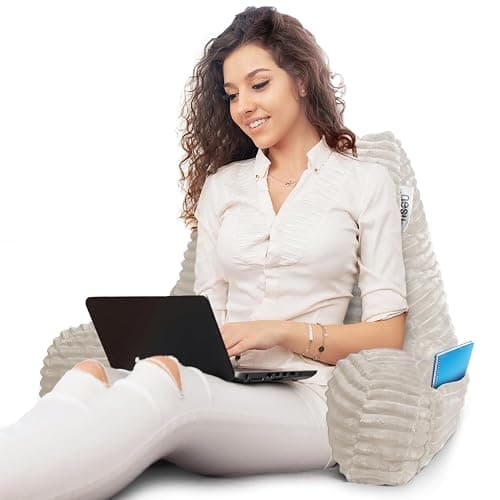 Nestl Reading Pillow with Shredded Memory Foam, Luxe Cut Plush Back Pillow for Sitting Up in Bed, Back and Arms Adjustable Support for Adult & Teens, Backrest Pillows with Washable Cover Linen thumbnail 8