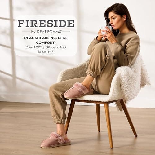 Fireside by Dearfoams Women's Fireside Sydney Shearling Fur Indoor/Outdoor Scuff Slipper With Wide Widths thumbnail 7