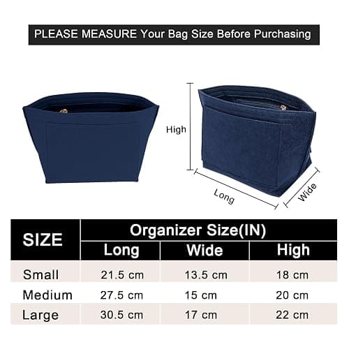 LOUKAYCCI Felt Purse Organizer Insert for Longchamp Le Pliage M Handbag Insert (Dark Blue, Medium) thumbnail 2