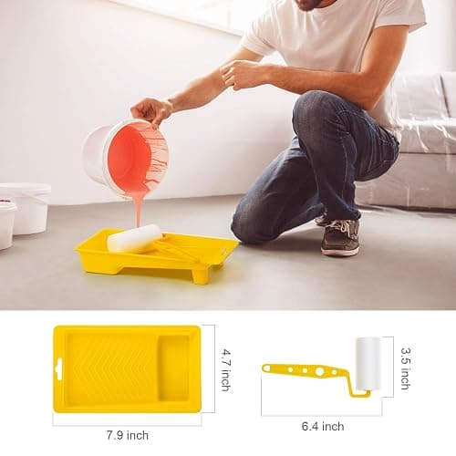 POOVI Tool Trio, Paint Brush, Roller, Sponge, All The Tools You Need to Apply Finish All in One Paint Yellow thumbnail 3