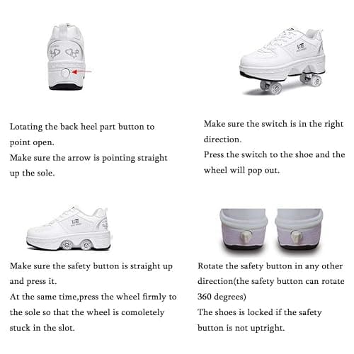 2-in-1 Roller Skates & Sneakers Unisex Retractable Wheels Outdoor Fun & Fitness Kick Roller Shoes thumbnail 5