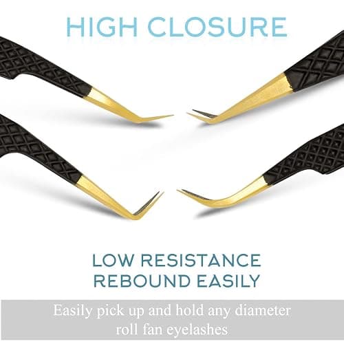 SIVOTE Fiber Tip Lash Tweezers for Eyelash Extensions with Diamond Grip, Black, Set of 4 - Precise Tips Japanese Steel for Classic, Volume & Mega Volume Lashes, Anti-Rust - Ideal for Lash Artists thumbnail 5