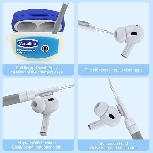 Case for AirPods Pro 2nd Generation Case, with Cleaner Kit Cute Cartoon Kawaii Funny AirPods Pro 2 Cover Silicone Protective Cover for Apple AirPod Pro 2 with Keychain for Women Kids Blue thumbnail 6