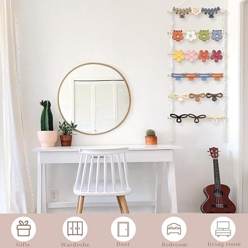SNOWSTAR Macrame Hair Claw Clip Organizer,Hanging Hair Clip Holder and Storage for Women Girls,Claw Clip Hanger Home Decor for Wall,Door,Closet thumbnail 5