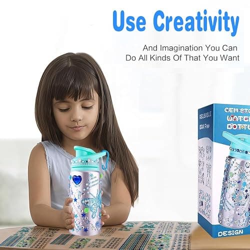 Graduation Gift for Kids - Birthday Girl Gifts Ideas for Kids 8-12 -5 6 7 8 9 10 Year Old, Fun DIY Arts and Crafts Gifts for Girls Birthday Ages 8-12 Decorate Your Own Water Bottle with Stickers Kit thumbnail 6