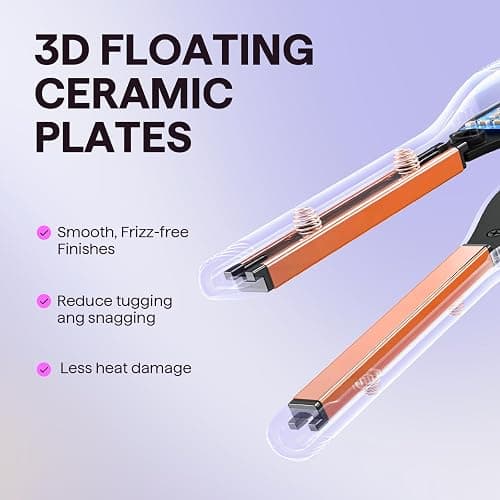 Wavytalk 0.3" Pencil Flat Iron Small Straightener for Short Hair&Pixie Cut | 5 Adjustable temperature settings, 0.3" Ceramic Tourmaline Plates Control Root Styling, Curved Design with Rounded Edges thumbnail 6
