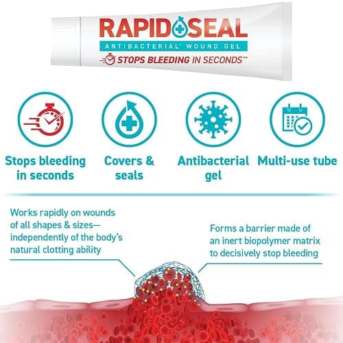 Rapid-Seal Wound Gel (5 Tubes) | Stops Bleeding in Seconds, Ideal for Cuts, Scrapes and Razor Nicks for Emergency First Aid Supplies thumbnail 2