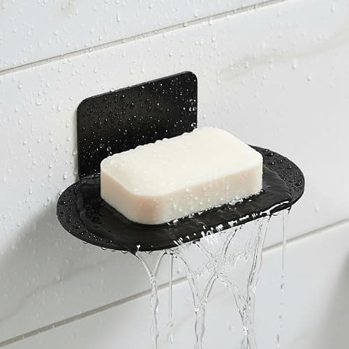 Rise age Soap Holders for Shower, Adhesive Shower Soap Holder, Stainless Steel Black Soap Bar Holder, No Drilled Soap Dishes for Wall, Bathroom, Kitchen Sink (Matte Black 2 Pcs) thumbnail 2
