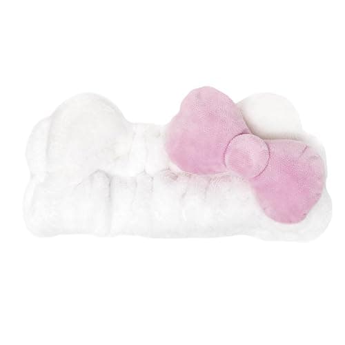 The Crème Shop Plush Spa Headband w/Hello Kitty's Signature Bow, Spa Headband for Washing Face, Skincare Headbands, Soft & Fluffy Headbands for Women (Pink) thumbnail 2