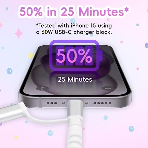 Atsidexa 4-in-1 Beaded Charging Cable, Metal Design, Nicely Packed, 60W Fast Charging, MFi Certified, Cute Colorful Cable, Gift for Girls, Compatible with iPhone, iPad, AirPods, Galaxy, and More thumbnail 3