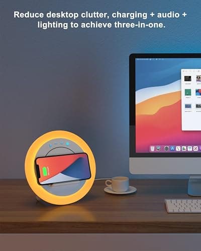 SIDVAR Bluetooth Speaker Night Lightsr,Wireless Charging Modern Speaker,Best Teenage Birthday Gift Ideas Tween Girls Gifts/Please use The Original Adapter thumbnail 7