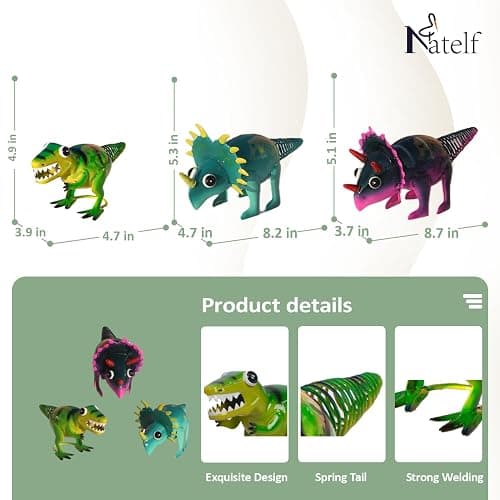 Natelf Dinosaur Metal Decorative Garden Set of 3, Yard Art Home Sculpture Gifts for Women Men Mom Birthday Gifts, Outside Statues for Lawn Ornaments, Outdoor Decorations thumbnail 2