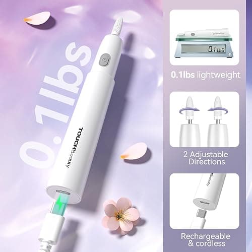 TOUCHBeauty Electric Nail Drill Kit – Professional Manicure & Pedicure Set for Acrylic/Gel Nails, 6 Drill Bits, Lightweight, Portable, Low Noise, with Travel Case (Right & Left Hand Use) thumbnail 2
