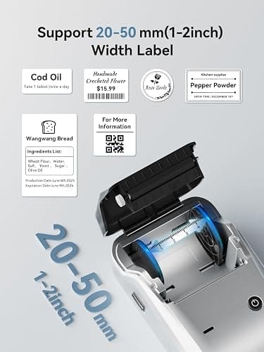 NIIMBOT B1 Label Maker, Portable Bluetooth Thermal Label Printer with Large Waterproof Tape and Multiple Templates for Kitchen, Home, School, Small Business,2 Inch (Silver, 1 Printer+1 Roll Label) thumbnail 6