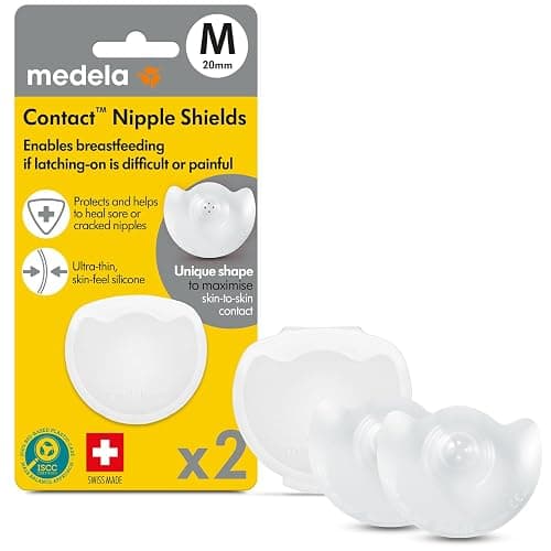Medela Silicone Contact Nipple Shields, Soft Ultra-Thin Design, Made Without BPA, 1 Pack of 2 Shields (20 mm) and Case - Image 1