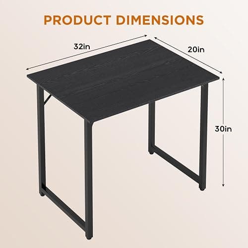PayLessHere | 32 Inch Computer Desk | Black | Office Desk with Metal Frame, Adjustable Feet | Water-Resistant, Scratchproof Surface | Sturdy Writing Table for Home Office or Study | Pack of 1 thumbnail 3
