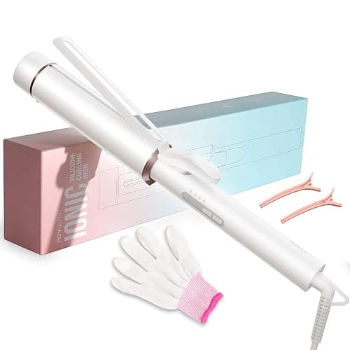 1.5 Inch Extra Large Curling Wand for Long Hair - Ceramic Tourmaline Barrel with 40000000 Negative Ions, 2 Clips & Heat-Resistant Glove - Image 1