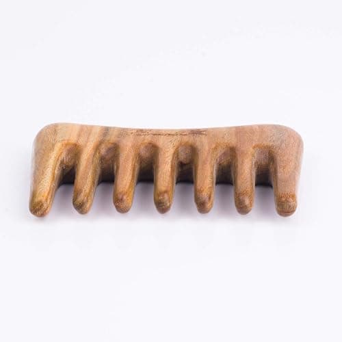Breezelike Wide Tooth Hair Comb - Natural Mini Wood Comb for Curly Hair - No Static Sandalwood Hair Pick Wooden Comb for Detangling thumbnail 6