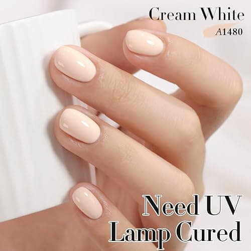 Double Rhythm 15ML Gel Polish Pure Sheer Same Color Same Bottle Soak Off Gel Polish Art Manicure Salon DIY at Home for Women (Cream White-A1480) thumbnail 2