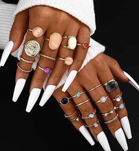 iF YOU 25 Pcs Gold Knuckle Ring Set for Women, Chunky Stackable Finger Midi Rings, Silver Simple Stacking Cute Rings Pack Trendy Stuff Jewelry Christmas Gift thumbnail 6