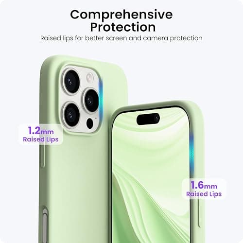 ORNARTO Compatible with iPhone 16 Pro Max Case 6.9", Slim Liquid Silicone 3 Layers Soft Gel Rubber Shockproof Protective Cover with Anti-Scratch Microfiber Lining-Matcha thumbnail 4
