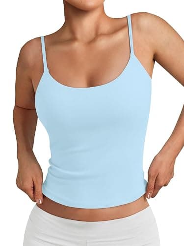Trendy Queen Double Lined Tops for Women Adjustable Camisole Summer Teens Cute Going Out Spaghetti Strap Crop Tank Tops - Image 1