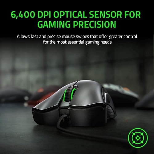 Razer DeathAdder Essential Gaming Mouse: 6400 DPI Optical Sensor - 5 Programmable Buttons - Mechanical Switches - Rubber Side Grips - Classic Black thumbnail 2
