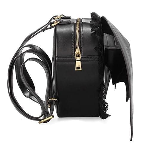 NEEVAS Fashion Girl Gothic Black Bat Heart Wings Backpack Goth Punk Lace Wing Bag thumbnail 3