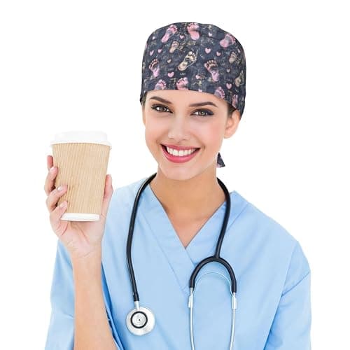 Starry Night Cardiac Adjustable Working Caps with Sweatband Scrub Hats Surgical Headgear for Women/Men thumbnail 7