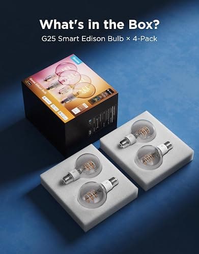 Govee Edison Bulbs, G25 Smart Vintage Light Bulbs, RGBWW, E26 Base 4 Pack | RGBWW and Tunable White, Compatible with Matter, Alexa & Google Assistant, Vanity light bulb for Living Room Kitchen thumbnail 9