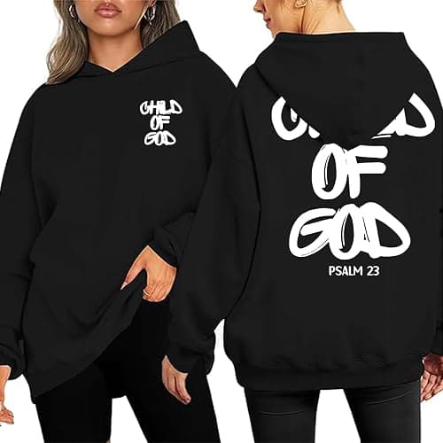 TONGCHEN I Am A Child of God Hoodies for Women Christian Religious Hoodie Child of God Psalm 23 Pullover Sweatshirt thumbnail 2
