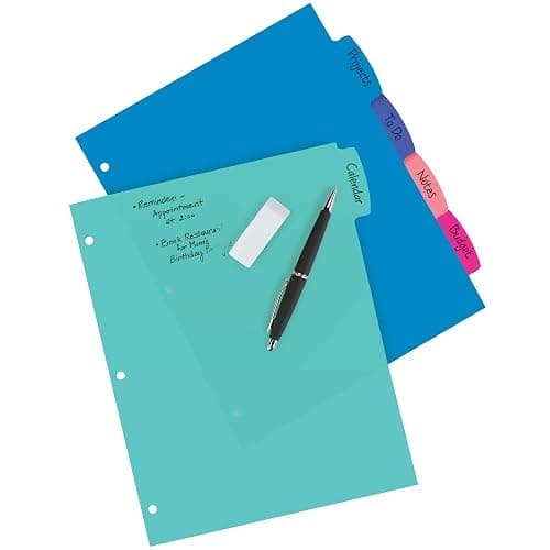 Write & Erase Durable Plastic Dividers, 8-1/2" x 11", 5 Tab thumbnail 2