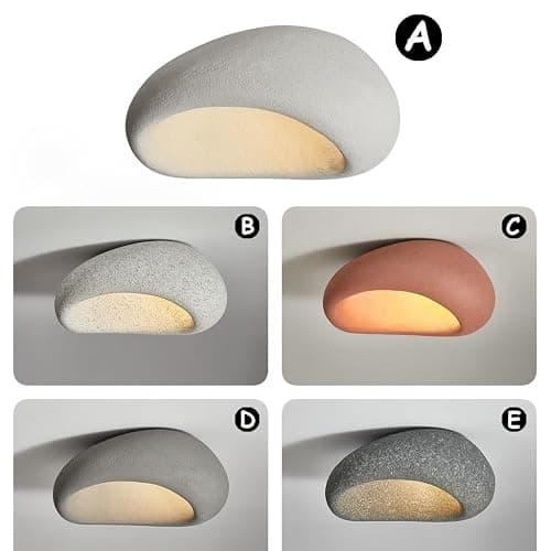 HEYUN Wabi-sabi Deckenlampe Moderne E27 Polyethylen-Lampenschirm Harz Deckenleuchte Kreative Lampe Decke Für Schlafzimmer Esszimmer Wohnzimmer Flur Innenbeleuchtung(A,40) - A - 40 thumbnail 7